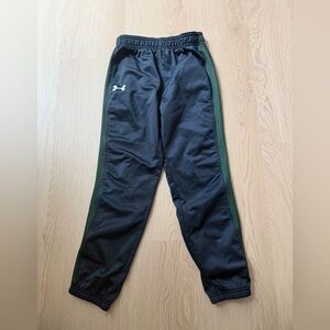 Under Armour Brawler Boys Youth Size 7 Black Green Side Panels Pants